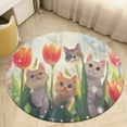 thumbnail image 4 of Boho Vintage Floral Floral Medallion Round Rug - Small Round Area Rug, Soft Non-Slip Machine Washable Bedroom Mat Indoor Accent Entry Carpet for Office Desk Dorm Hallway, 4 of 6