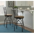 thumbnail image 2 of Linon Brasco 30" Big and Tall Steel Swivel Upholstered Bar Stool in Bronze, 2 of 11