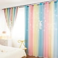 thumbnail image 3 of Bailu 2 Panels Stars Blackout Curtains for Bedroom Girls Kids Baby Window Curtain Double Layer Star Cut Out Aesthetic Living Room Decor Wall Home Decorations Curtain,W52 x L72 Inches,Blue & PinK, 3 of 6