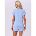 thumbnail image 4 of DARING DIVA Lounge Set Flounce Pajama Set Soild Sleepwear Top S Blue, 4 of 7