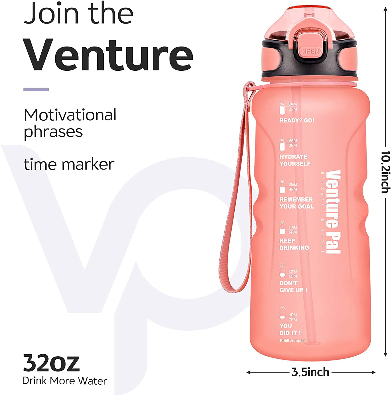 Venture Pal Elvira 32oz Motivational Time Marker Large Water Bottle With  Removable Strainer - Light Pink - 25 requests