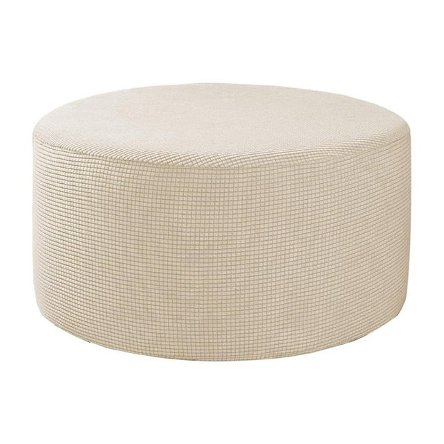 veasfak Housse de Pouf Rond Repose-Pieds Housse de Tabouret de Salon Beige