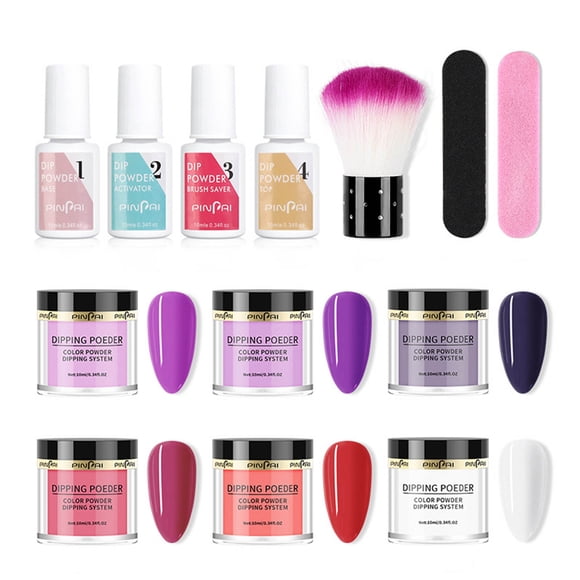 6 Colors Dipping Nail Powder Set Glow in the Dark Dipping Powder Nail Starter Kit French Nail Manicure Nail Art Decorations Kit