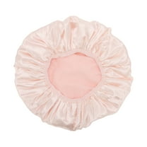 Unique Bargains Women Durable Solid Color Shower Cap for Bathroom Vacation Hotel Travel Pink Satin EVA