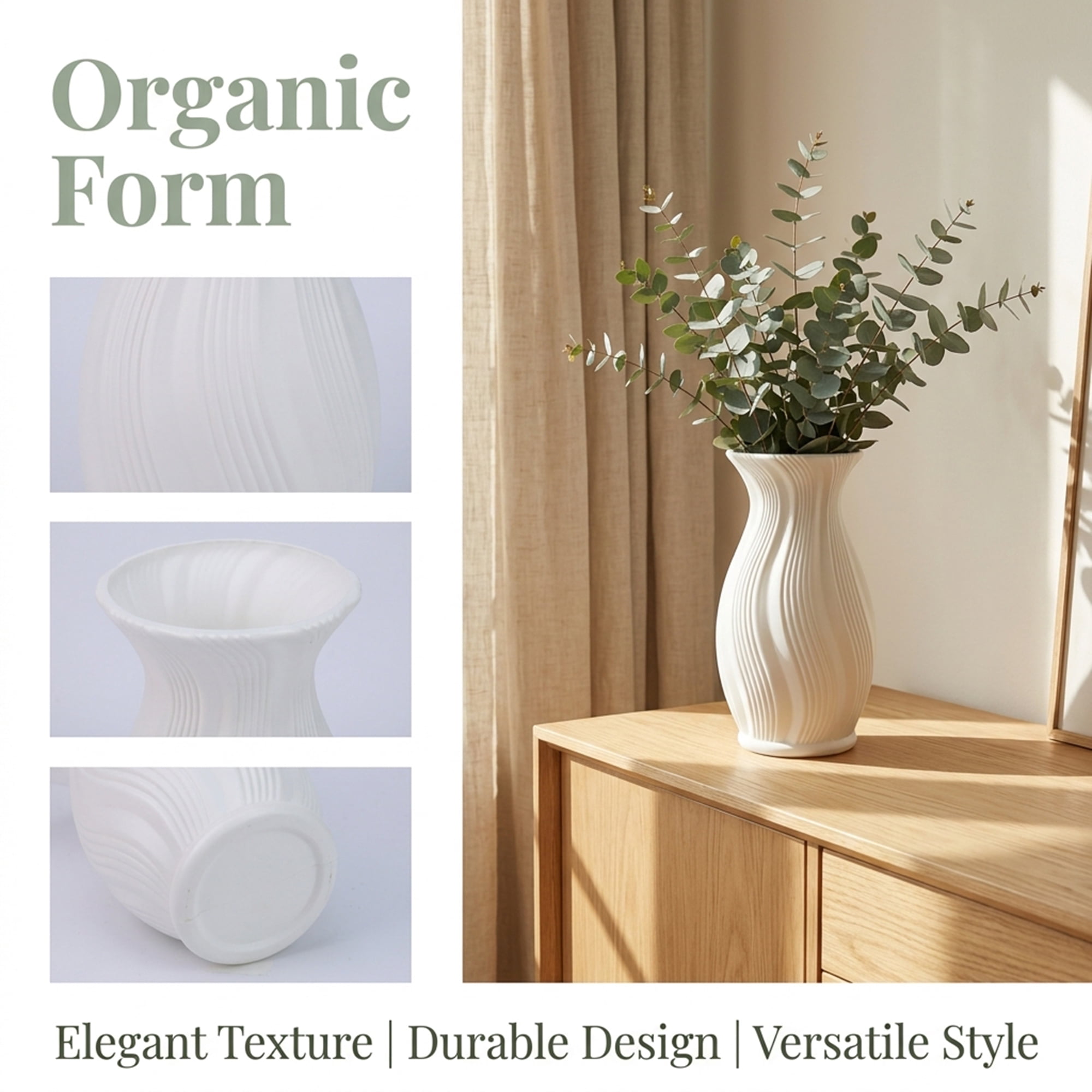 Unique Bargains Geometric Unbreakable Plastic Flower Vase White 4.7"L x 4.7"W x 8.9"H