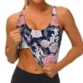 thumbnail image 4 of Fotbe Rose Flowers Pattern Womens' Sports Bra Longline Wirefree Padded with Medium Support Sports Moisture-Wicking Workou Vest,Tank Top-Small, 4 of 9