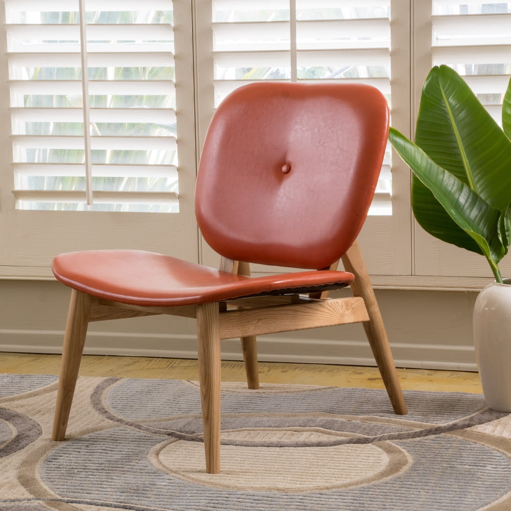 Noble House Lee Contemporary Leather Accent Chair, Burnt Orange - Walmart.com - Walmart.com