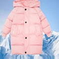 thumbnail image 2 of DJDLJWCJ Girls Parka Jacket Thicken Puffer Winter Warm Hooded Jacket Solid Color Full Zipper Quilted Coat Pink Size 2T, 2 of 9