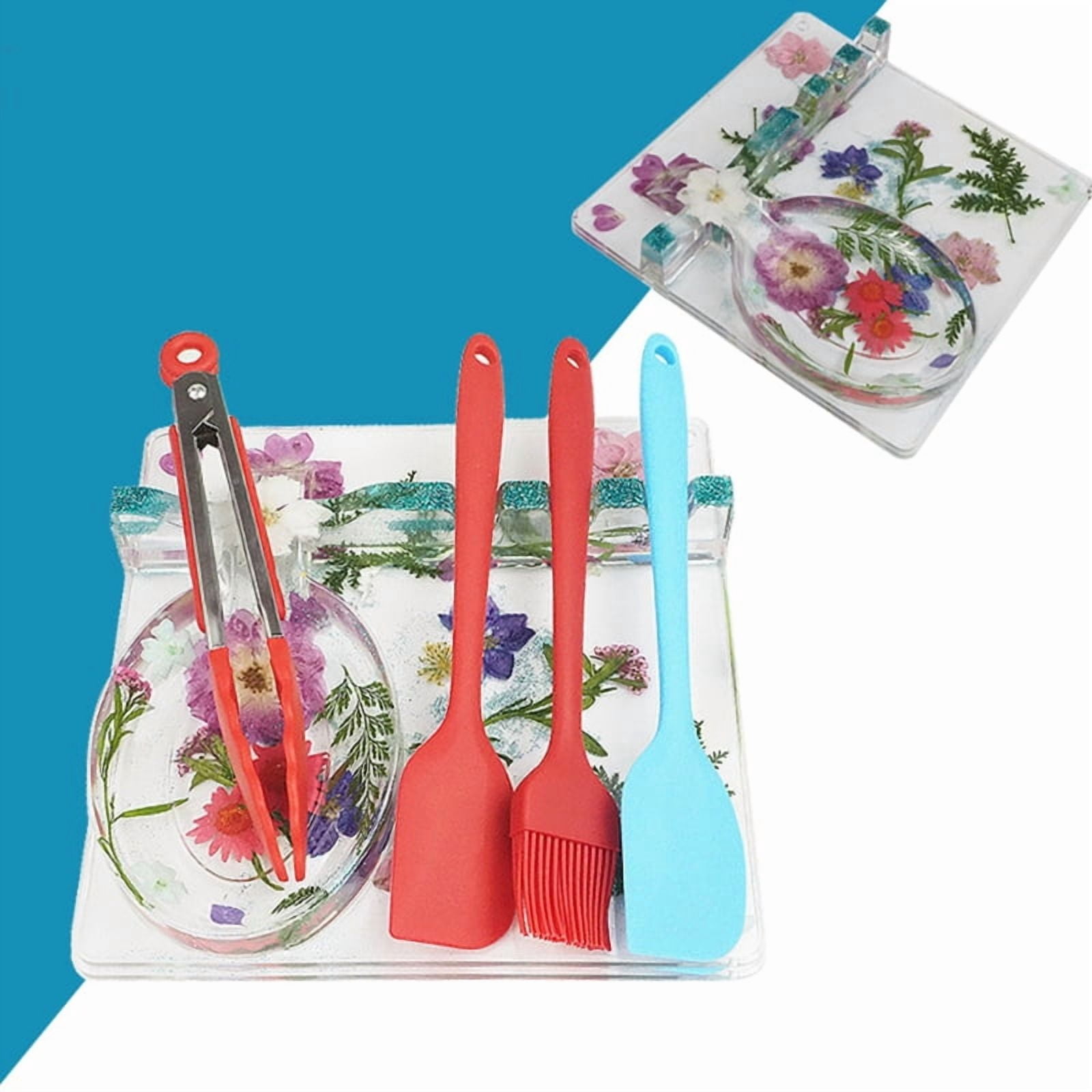 Spoon Storage Tray Epoxy Resin Mold Tableware Rack Plate Casting Silicone Mould