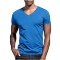 thumbnail image 6 of Blmnix Muscle Men's T-Shirts Big And Tall Cotton T Shirts Tshirt Blue Short Sleeve V-Neck Casual Shirts for Men,XXL, 6 of 8
