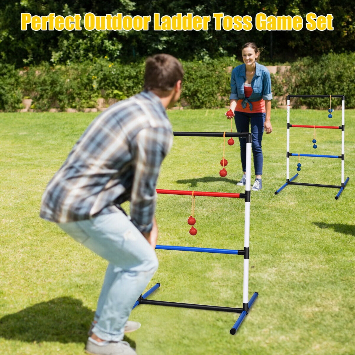 Carrying Case Renewed Maggift Ladder Toss Game Set for Indoor or Outdoor with 6 Bolas 