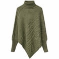 thumbnail image 5 of Sweater for Women Cable Knit Poncho Sweater Turtleneck Long Sleeve Loose Fit Casual Pullover Top, 5 of 6