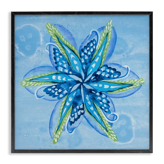 Stupell Industries Bohemian Star Shaped Abstract Flower Black Framed Giclee Art, 12 x 12, by Liz Jardine