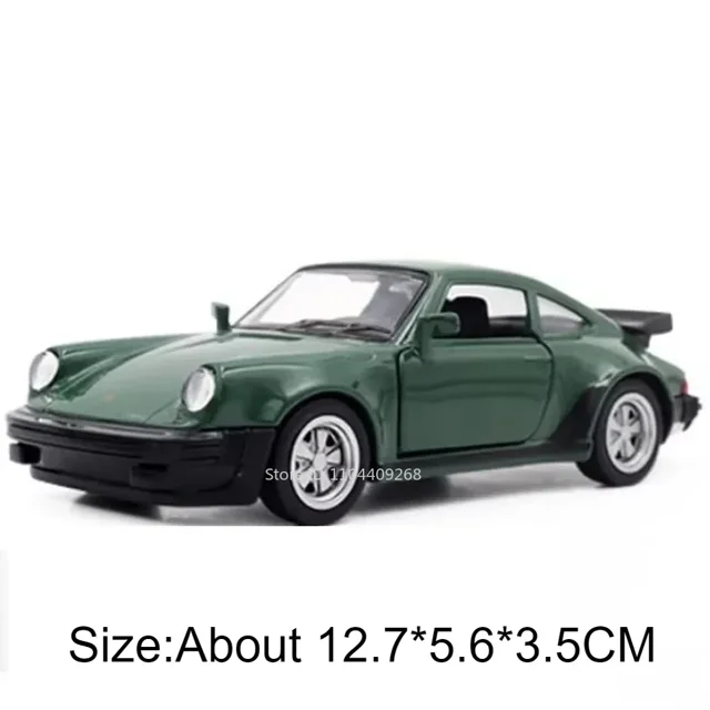 1:36 Porsche 911 Turbo 1987 Audi 1980 modelo de coche clásico juguete aleación Diecast modelos de vehículos Retro tirar hacia atrás regalos en miniatura,Porsche Green