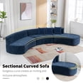thumbnail image 2 of Harper & Bright Designs Chenille Floor Sofa Curved Couch Set, Modern Compressed Foam Sectional Sofa with Three Throw Pillows for Living Room, 136.6" Blue, 2 of 18