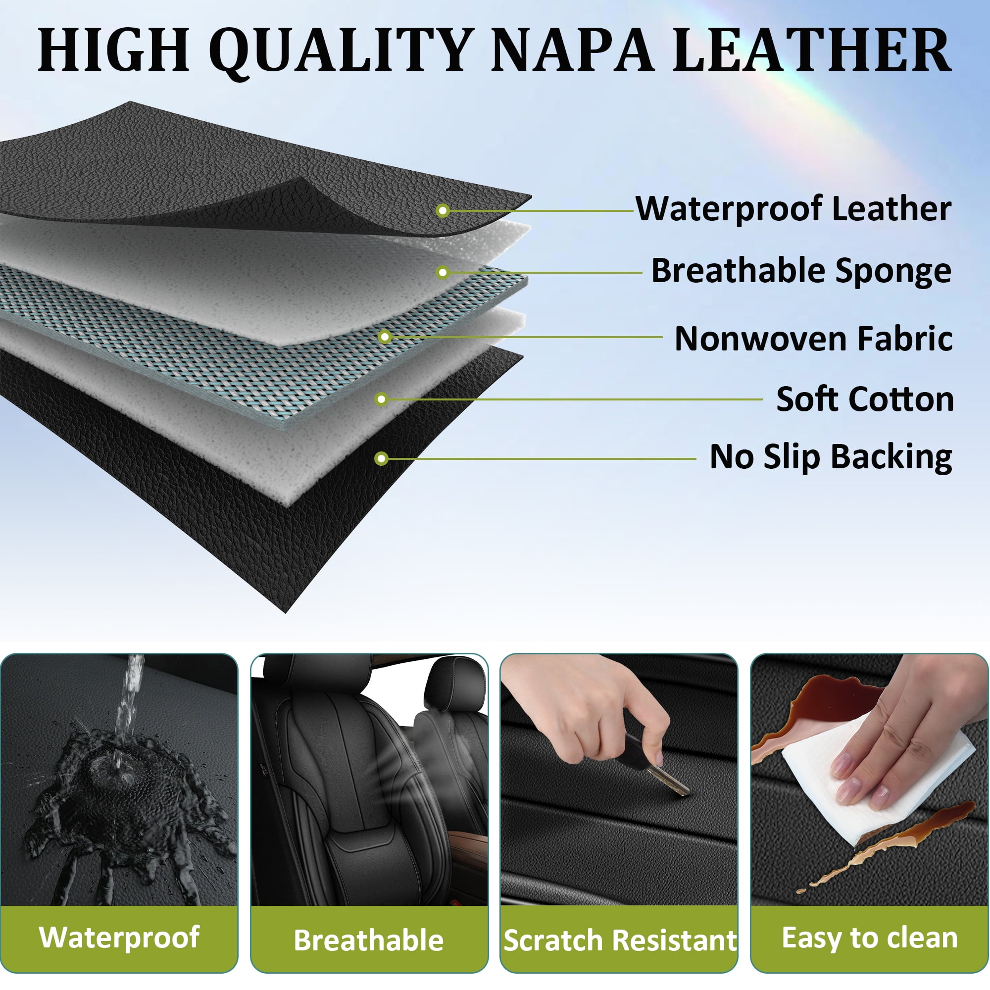 AQBDDBQ Seat Covers Full Set Custom for Lexus ES 350 300H 2007-2025:5 Seats Breathable Luxury Leather Seat Cover Carseat Protectors Black,Full Set(5 Seats)