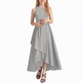 thumbnail image 6 of mgoYE Girls A-Line Halter Dress Junior Bridesmaid Flower Girl High Low Flowy Maxi Dresses Wedding Party Pageant Gown(Grey,6-8 Years), 6 of 7