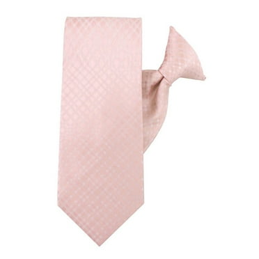 Jacob Alexander Men's Plaid Pattern Pre-Tied Clip-On Neck Tie - Pink