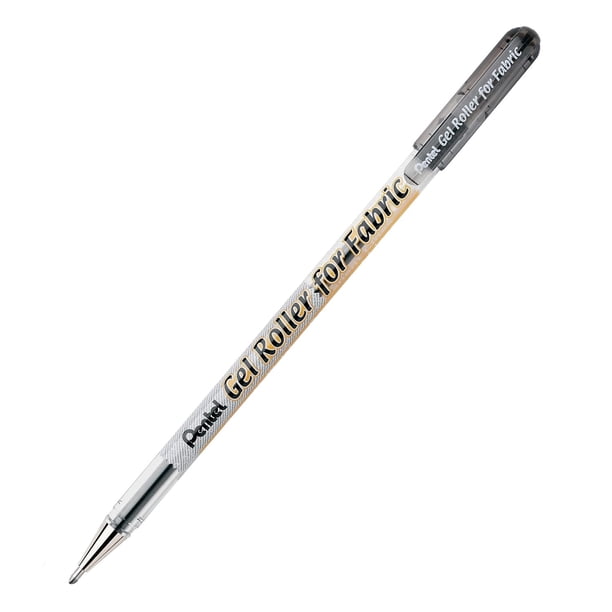 Rodillo de gel Pentel para tela, líneas en negrita de 1,0 mm, tinta negra permanente, caja de 12 (BN15-A)