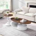 thumbnail image 2 of NEW Luxury Nesting Coffee Table Set of 2, Tables with Storage for Living Room, Oval and Round Table Set, White Center Table, Cocktail Table, Side Table, Large 47.24'', Small 19.69'', 2 of 10