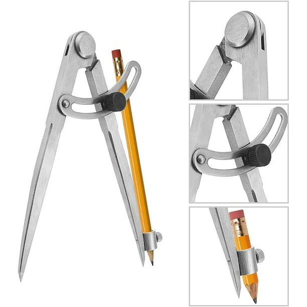 Compás de carpintero 15 cm Compás de carpintero profesional de acero al carbono Compás de gran diámetro para círculos de dibujo, carpintería, metalurgia y peletería 1 pieza ZefeiWu 8390614307803