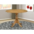 thumbnail image 2 of East West Furniture DMT-ANA-TP Dublin Kitchen Dining Table - a Round Wooden Table Top with Dropleaf & Pedestal Base, 42x42 Inch, Natural, 2 of 10