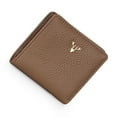 thumbnail image 1 of Qarigey Mini billetera corta y delgada para mujer, monedero con botones de ciervo, bolso suave de Color sólido, tarjetero plegable de cuero Carteras Caqui, 1 of 6