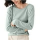 thumbnail image 3 of Sudadera con capucha para mujer,Blusa de punto de color liso para mujer, manga larga, cuello redondo, material acrílico, top informal de moda para uso doméstico y diario, sopatenor, 3 of 9