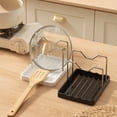 thumbnail image 1 of Soporte para tapas de encimera de cocina con bandeja de drenaje, organizador de estanterías de acero inoxidable para tapas, platos, tablas de cortar, negro o blanco, 1 of 6