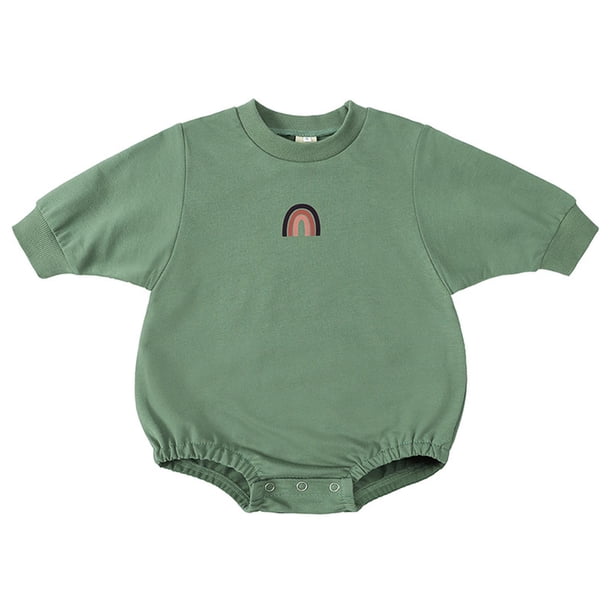 Body De Bebé Canastilla Onesies Para Niños Pequeños Otoño Primavera Niñas Niños Lindo Mameluco Manga Larga Botón Sudadera Monos Verde Odeerbi LM103-4241