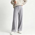 thumbnail image 5 of Njagoc3 Pants for Women | High Waist Drawstring Wide Leg Trousers with Ribbed Detail | Relaxed Loose Fit for Fall Casual Daily Wear & Relaxed Activities，Gray，M, 5 of 6