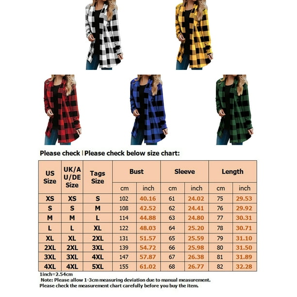 Bellella Ladies Outwear Long Sleeve Cardigan Buffalo Plaid