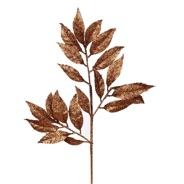 Vickerman L194528 21 in. Copper Glitter Bay Leaf Spray - 12 per Bag