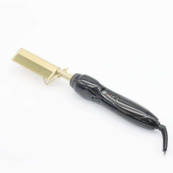 Professional Electric Hot Comb, High Heat Pressing Comb for Natural Hair, Wigs & Beards, Anti-Scald Ceramic Hair Straightener Comb with Adjustable Temperature