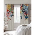 thumbnail image 3 of Boho Flowers Blackout Curtains 84 Inches Long for Bedroom, Abstract Ethnic Vintage Bohemian Floral Thermal Insulated Room Darkening Black Out Window Curtain Panels Grommet Drapes for Living Room, 3 of 8