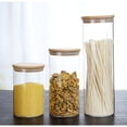 thumbnail image 4 of Ounissouiy Paquete de 3 frascos de vidrio Botella sellada Almacenamiento de galletas Hogar Cocina Granos de especias Bolsa de té Latas de Cocina y Comedor, 4 of 6