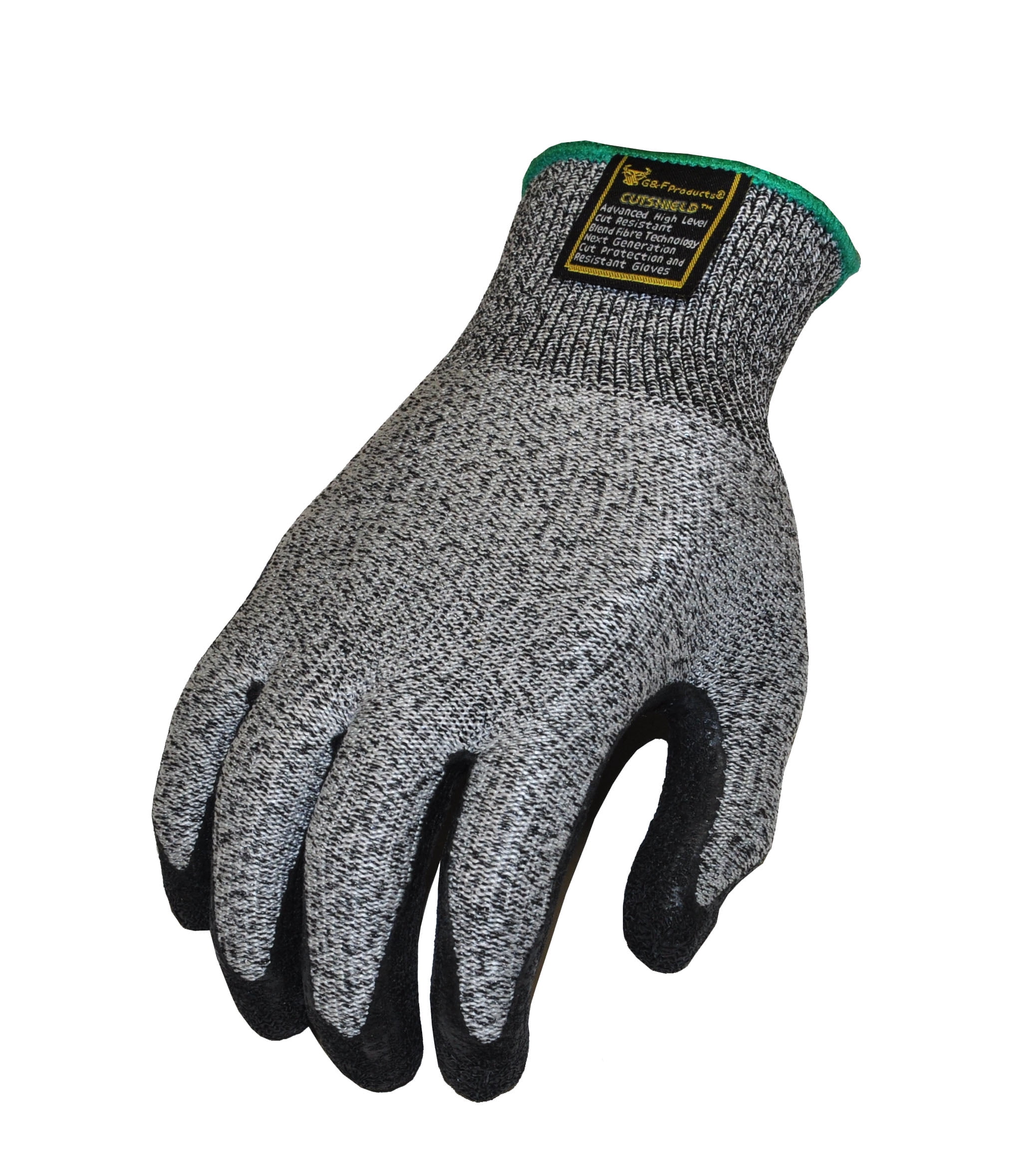 G & F Cutshield Slash-Resistant Gloves, CE Approved, Latex Rubber Coated, Gray, Size Extra Large