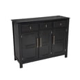 thumbnail image 3 of Christopher Knight Home 48" Large Wood Accent Cabinet, 3-Door 3-Drawer Storage Chest with Gold Handles, Black, 3 of 13