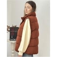 thumbnail image 6 of Women Sleeveless Warm Jackets Casual Stand Collar Puffer Vest Zip Up Quilted Jacket Winter Outerwear Coat, 6 of 6