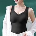 thumbnail image 6 of Black Women's Cami Crop Top Built in Bra Nylon,Spandex Summer Sleeveless Racerback Casual Basic Tops 2026 Women's Tank Tops 4XL, 6 of 9