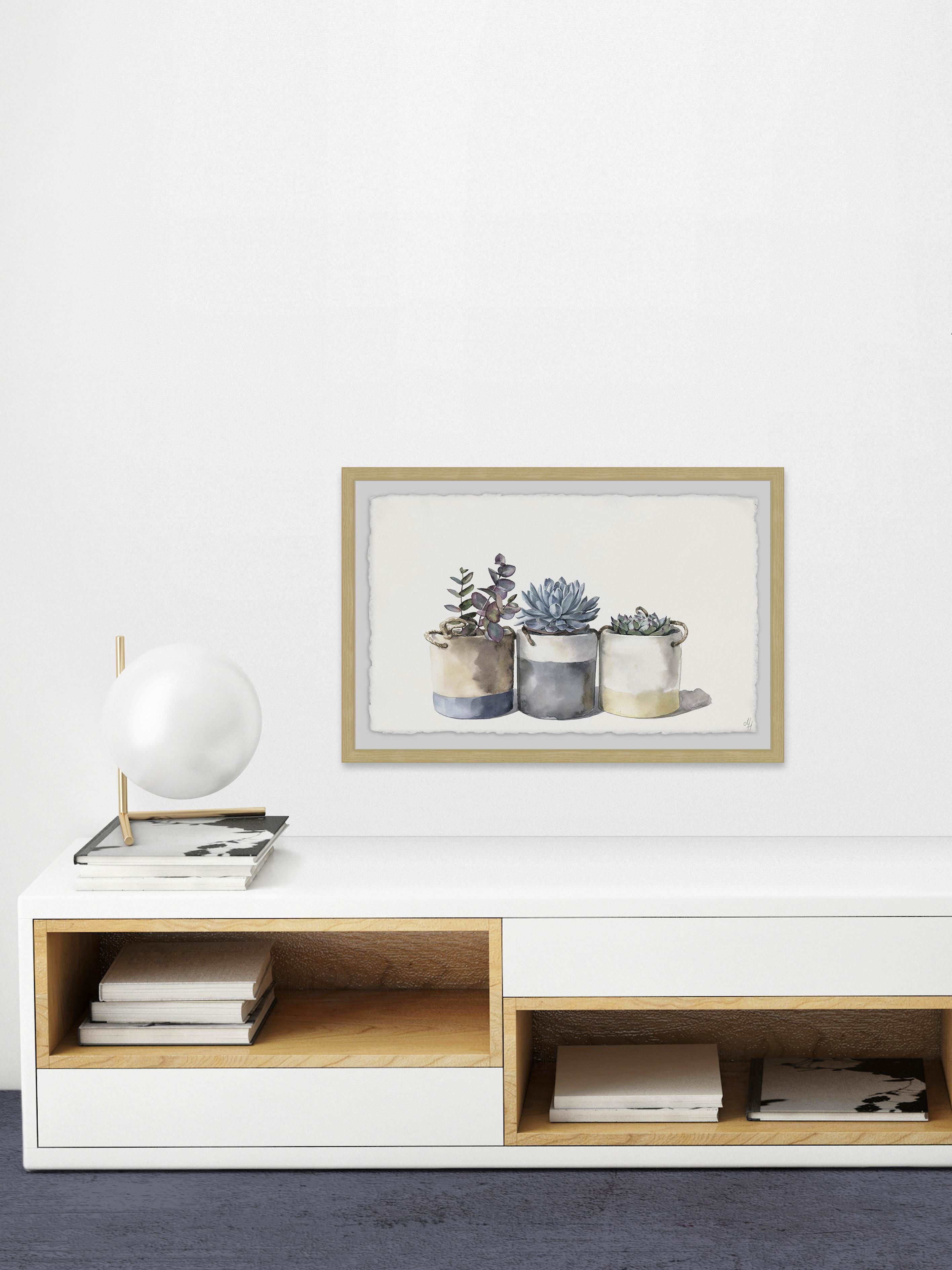 Granny's Cacti Framed Painting Art Print, 30.00" x 1.50"