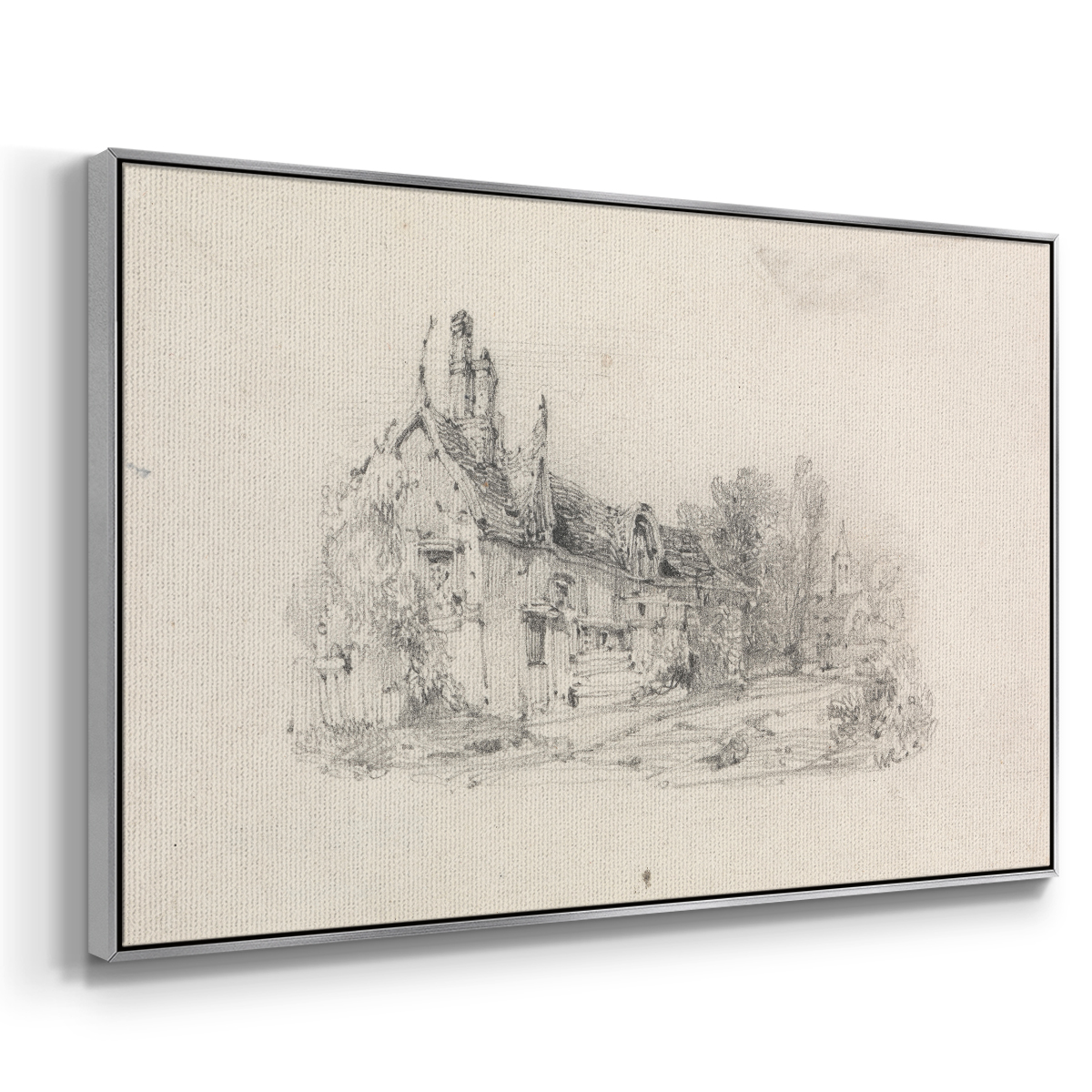 Vintage Sketch-XVI By Wexford Home Framed in Silver Wood Gallery Wrapped Canvas 17 in. x 25 in.
