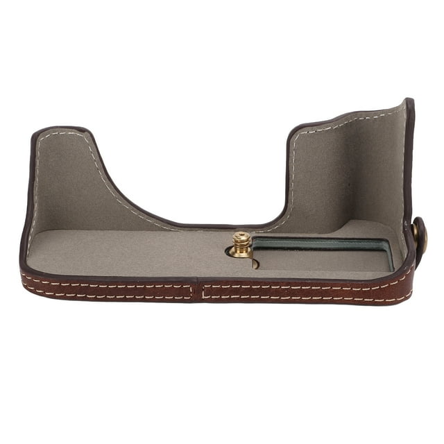 Caméra Demi-Cas, Effets de Protection PU Matériel Ferme Structure Compact Portable Demi-Couverture de Caméra Ajustement Stable pour Voyage Fonctionnel pour une Utilisation en Plein Air Brun, Café, Noir