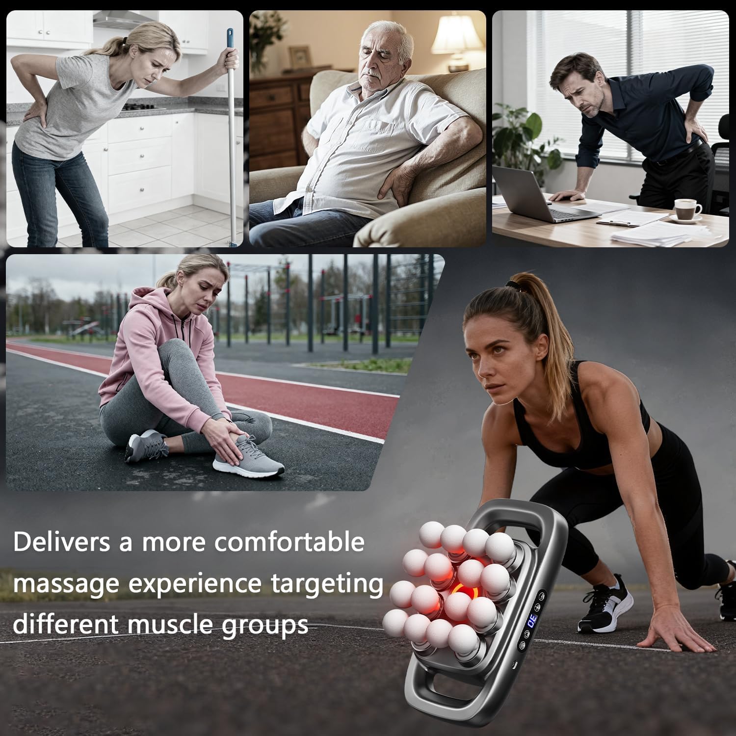 16-Head Massage Gun Set, 9 Modes and 9 Speeds Muscle Massager, for Back, Shoulder, Neck, Leg and Foot Muscle Pain Relief