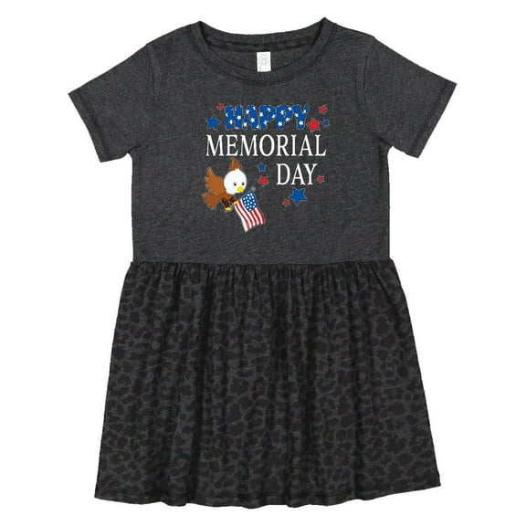 Inktastic Happy Memorial Day Eagle Girls Toddler Dress