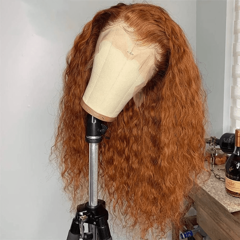 Soft Glueless 180% Density Ginger Synthetic Hair |Orange Kinky Curly Lace Front Wig | 26 Inch Long Preplucked Baby Hair & Heat Resistant | Glueless Daily Wig for Women)