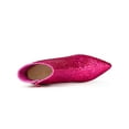thumbnail image 4 of Unique Bargains Bottines à Paillettes à Talon Bloc Transparent pour Femme Rose Vif (Taille 5,5), 4 of 7