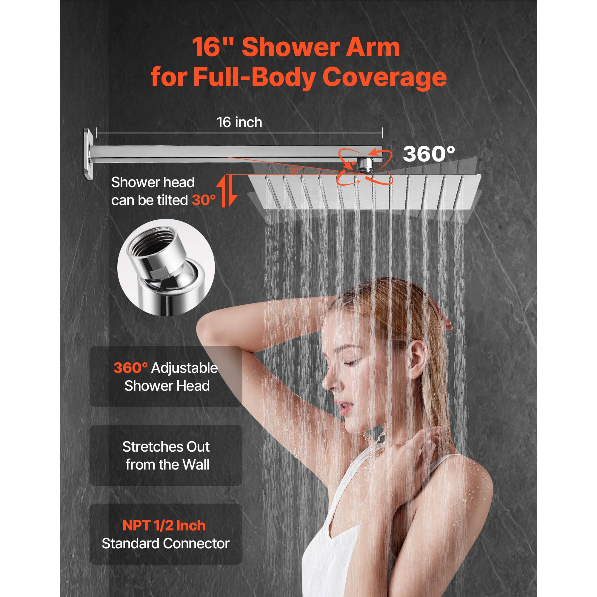 KFFKFF Shower Faucet Set with 12-Inch Square Rain Shower Head and Handheld Spray, Wall-Mounted Bathroom Fixtures with Brass Valve and Trim Kit, Brushed Nickel Finish