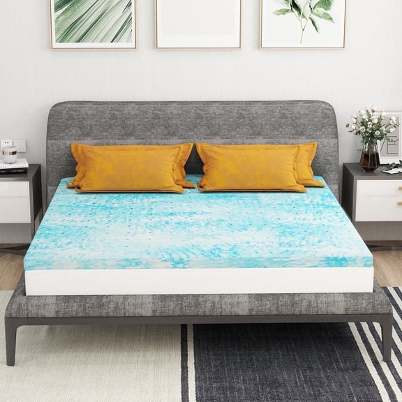 2 inches Queen Size Cooling Gel-infused Memory Foam Mattress Topper for Pressure Relief