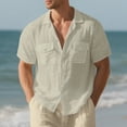 thumbnail image 2 of Mens Hawaiian Shirt, Short Sleeves Floral Button Down Beach Shirts Lapel Tops Slim Fit Breathable Tees Button Down Tops, 2 of 6